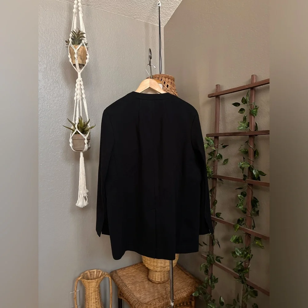 ▪️Spanx The Perfect Collarless Blazer Black Ponte Knit One Button NWT - Picture 12 of 13